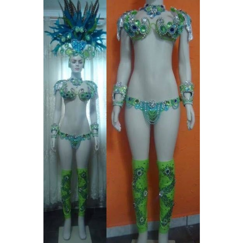 Blue/Green Tropical Samba Show Rainha de Carnaval - BrazilCarnivalShop