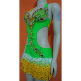 Brazil Costume Dance Samba Crystal Shine Amarelo e Verde - BrazilCarnivalShop