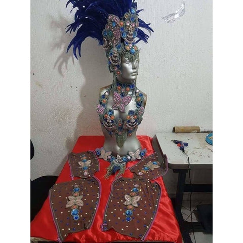 Borboleta Azul e Rosa Luxury Bikini Samba Costume - BrazilCarnivalShop