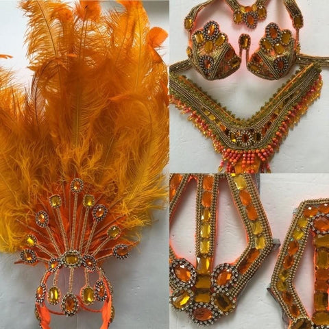 Hot Pink, Orange & Yellow Samba Complete 10 Piece Costume