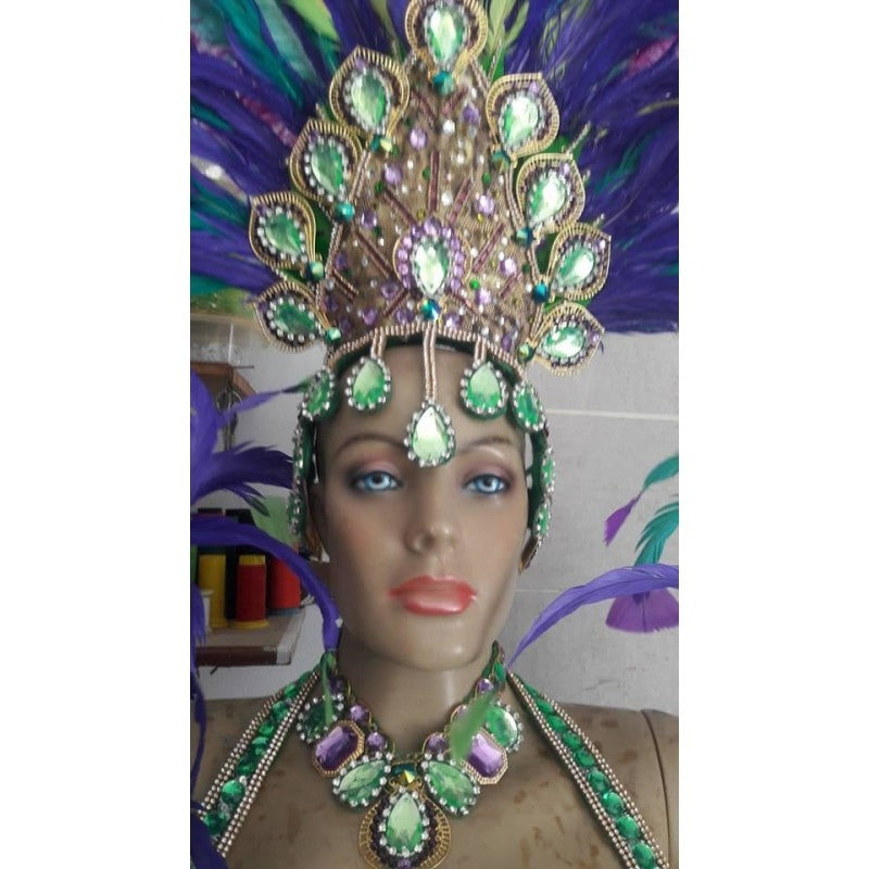 Purple & Green Exuberance Samba Complete 10 Piece Costume - BrazilCarnivalShop