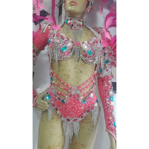 Rio Blue-Pink Samba Dancer Complete Costume