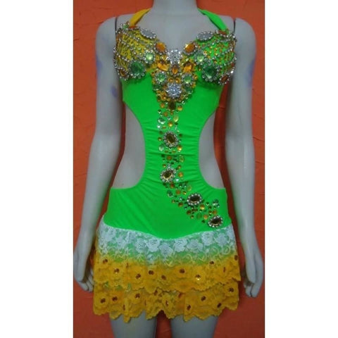 Brazil Costume Dance Samba Amarelo e Verde