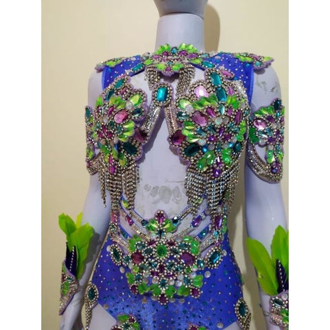 Luxury Silvered Samba Show Costume