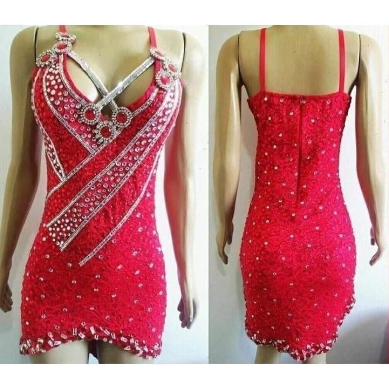 Red Lace Samba Shine Dress - BrazilCarnivalShop