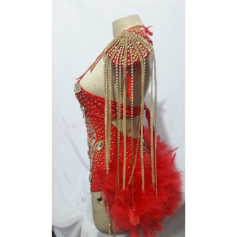 Sparkle Feathered Beauty Samba Show One Piece - BrazilCarnivalShop