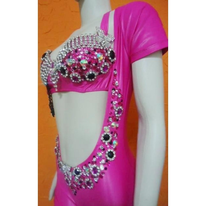 Pink & Stones Lycra Cirré Booty Shorty One Piece + Samba Gloves - BrazilCarnivalShop