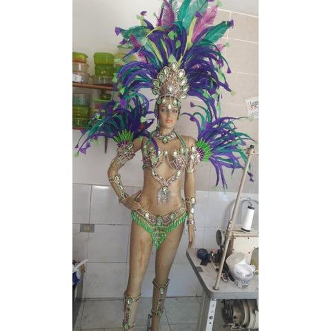 Purple & Green Exuberance Samba Complete 10 Piece Costume - BrazilCarnivalShop