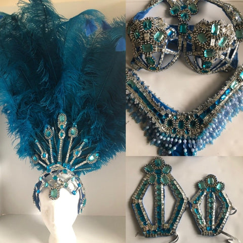 Luxury Silvered Samba Show Costume