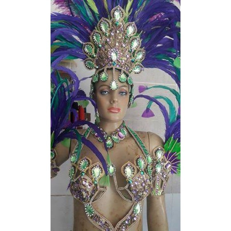Purple & Green Exuberance Samba Complete 10 Piece Costume - BrazilCarnivalShop
