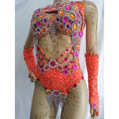 Zinia Laranja Crystal & Rhinestones Sparkler - BrazilCarnivalShop