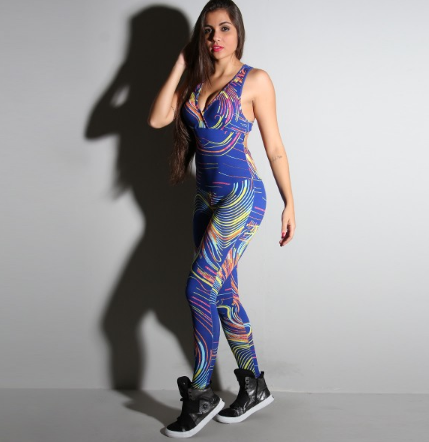 Overall Body Suit - Colorful Rays - Navy - BrazilCarnivalShop