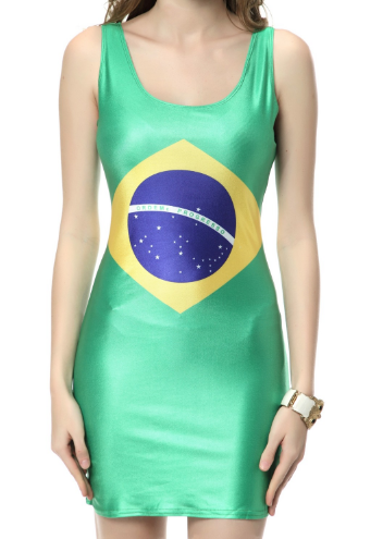 Brazil Spandex National Flag Dress - BrazilCarnivalShop